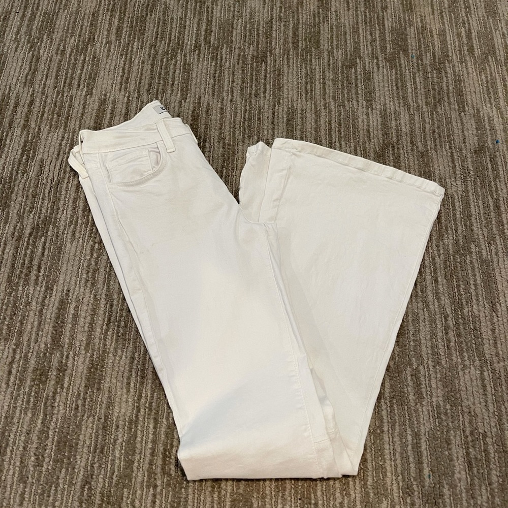 White flare jeans